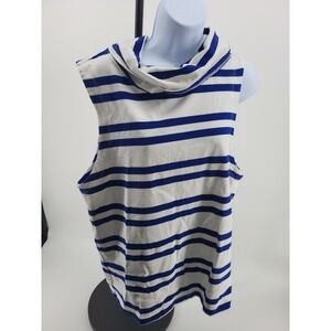 Maeve Anthropologie Blue White Striped Cowl Neck Sleeveless Top Womens XLarge